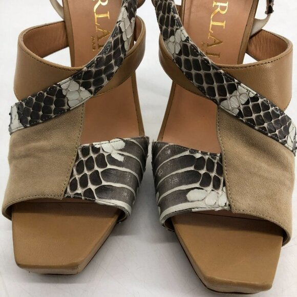 Aperlai Paris python suede nude tan  sling back high heels 39 - Picture 6 of 12